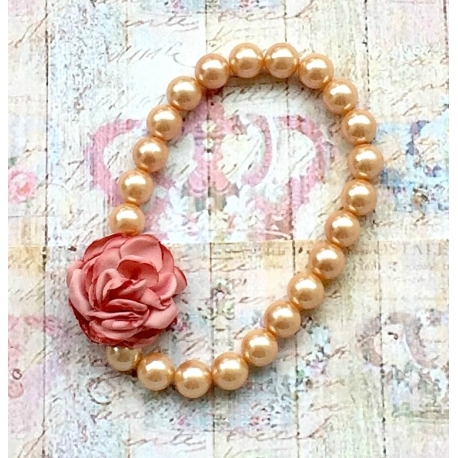 Παιδικο κολιε "Vintage pearls" dusty pink flower