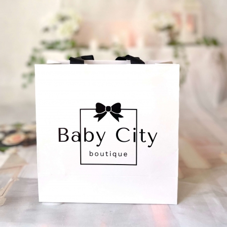 Χάρτινη Σακούλα Δώρου Πολυτελείας Λευκή Babycity